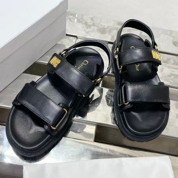 Dior Black Sandals with Gold Accents - Picture 4 of 4